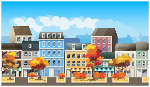 Casco antiguo en otoño — Vector de stock