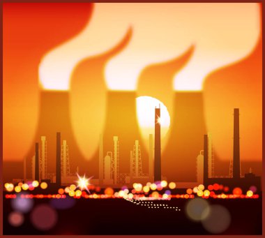 Günbatımında sanayi manzarası