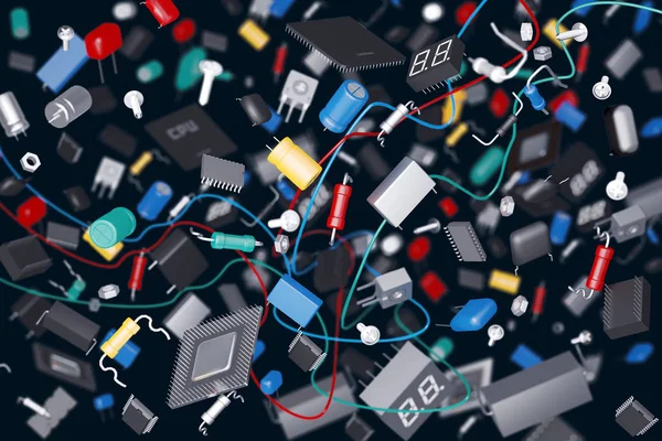 Electronic components on a dark background — Stock Photo, Image