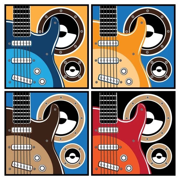 Systèmes de guitare et haut-parleurs colorés — Image vectorielle