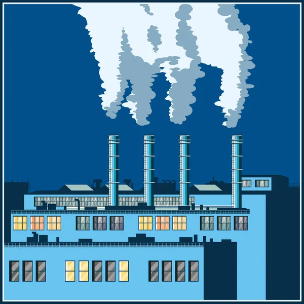 Oude fabriek 's nachts — Stockvector