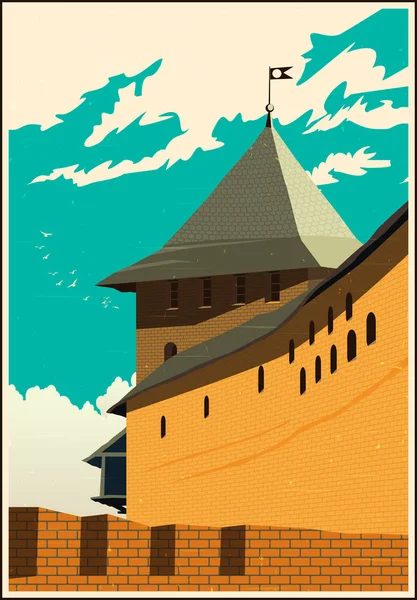 Κάστρο Πύργος αφίσα — Διανυσματικό Αρχείο