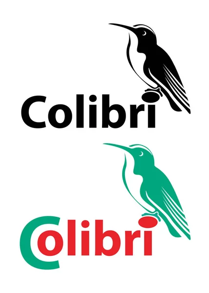 Colibri sitzt auf einem Zweiglogo — Stockvektor