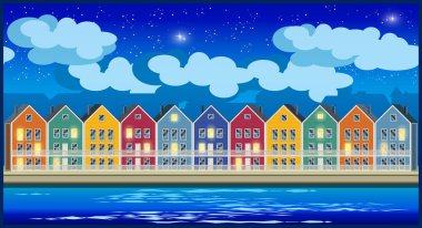 Geceleri renkli evleri