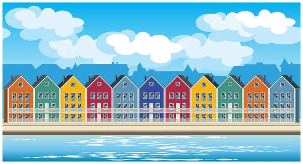 Bezproblémový horizontální barevné domy — Stockový vektor