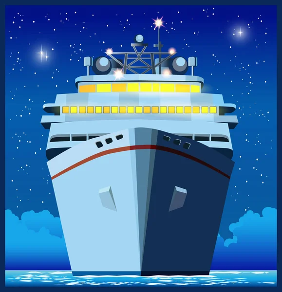 Океанський лайнер вночі — стоковий вектор