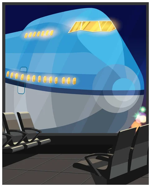 Passagiersvliegtuig in de nacht — Stockvector