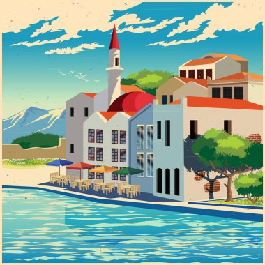 Pitoresk quay eski poster