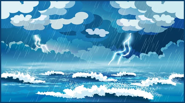 La tormenta en el mar — Vector de stock
