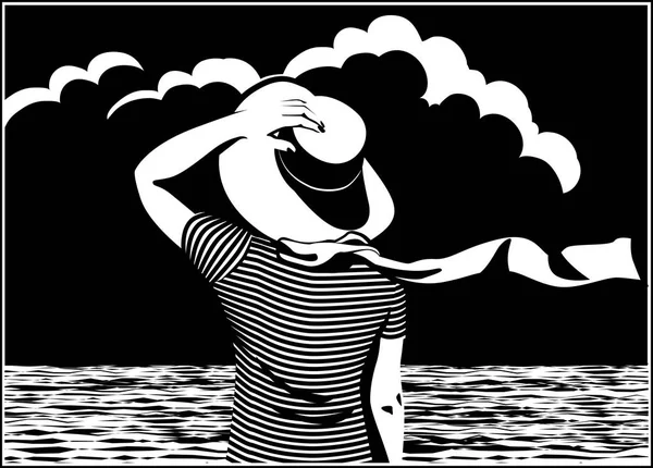 La fille sur le rivage — Image vectorielle