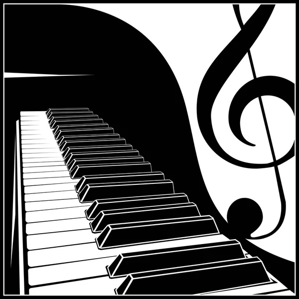 Tastiera per pianoforte con nota simbolica — Vettoriale Stock