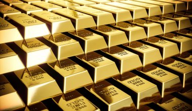 Altın külçelerini parlayan