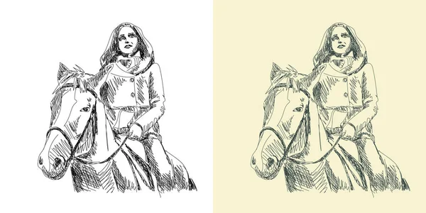 馬に乗って女曲馬師 — ストックベクタ