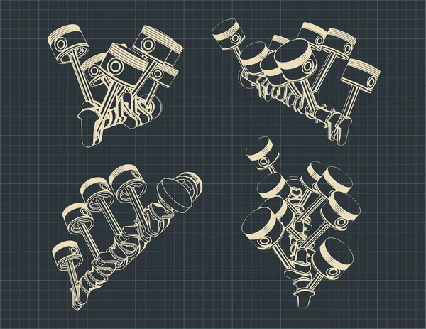 Mechanizm korbowy tłoka — Wektor stockowy