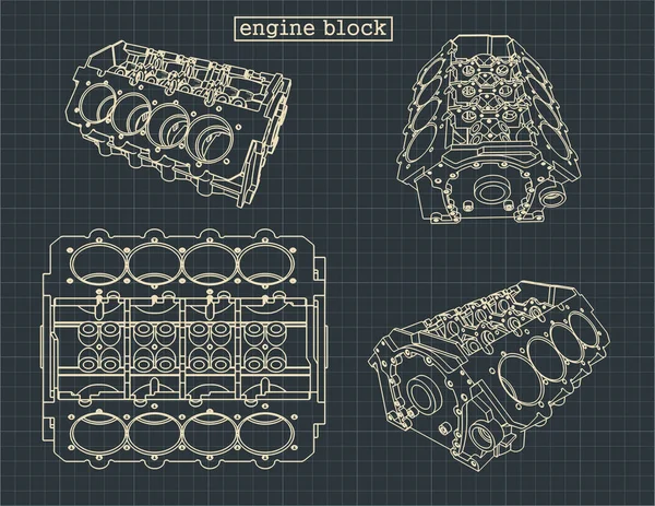 Dibujos del bloque motor — Vector de stock