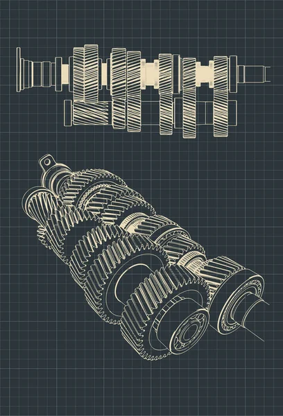 Dessins mécaniques de boîte de vitesses — Image vectorielle