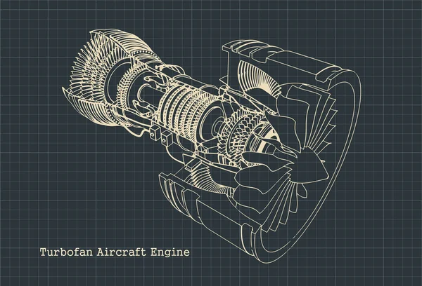 Blauwdruk turbofan-motor — Stockvector