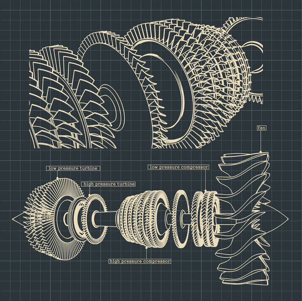 Jet engine compressor drawings