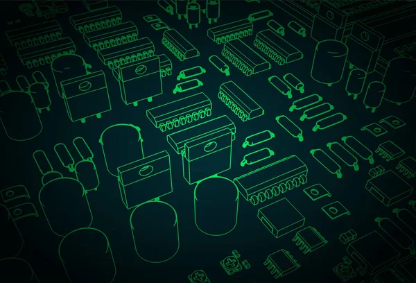 Primer plano de la microelectrónica — Vector de stock