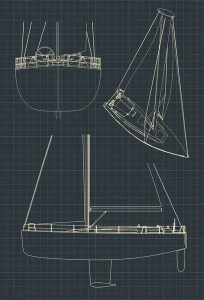 Yacht a vela Disegni — Vettoriale Stock