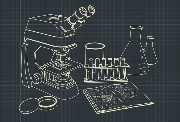 Mikroskop a laboratorní vybavení — Stockový vektor