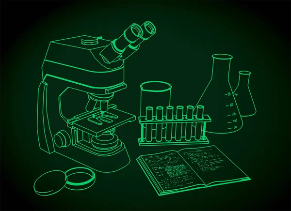 Microscope and laboratory equipments — Stock Vector