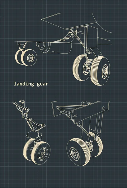Airplane landing gear drawings — Stok Vektör