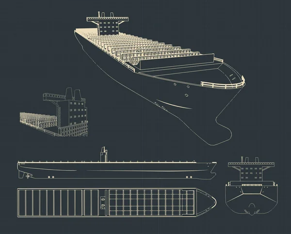 Grands navires porte-conteneurs Dessins — Image vectorielle