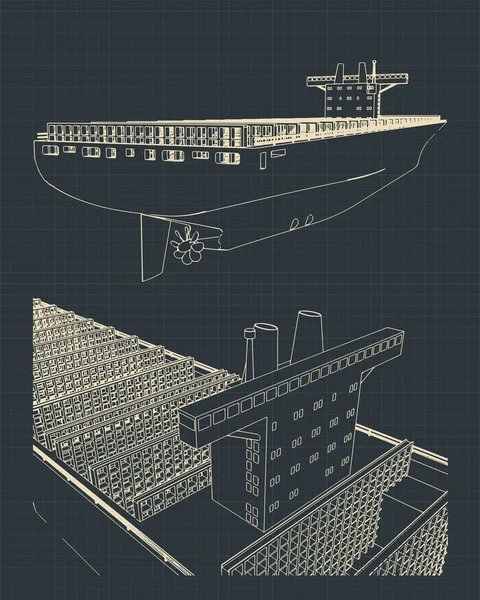 Plan statku kontenerowego — Wektor stockowy