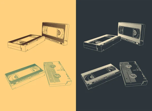 Retro video cassettes — Stock Vector