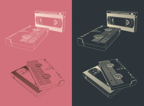 Cassetes de vídeo VHS retro — Vetor de Stock