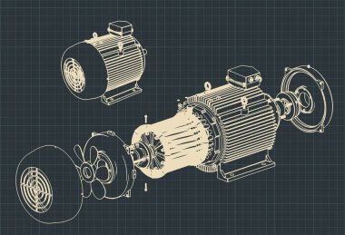 Parçalanmış Elektrikli motor planları