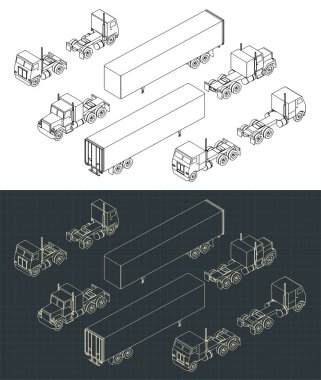 Kamyonlar ve karavanlar izometrik