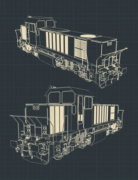 Чертежи локомотивов — стоковый вектор