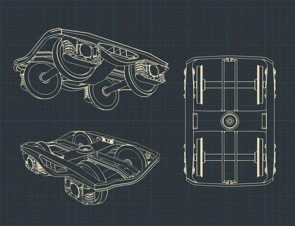 Wheelbase of a train car drawings — 스톡 벡터