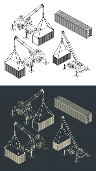 Set isometrico per attrezzature pesanti e logistica — Vettoriale Stock