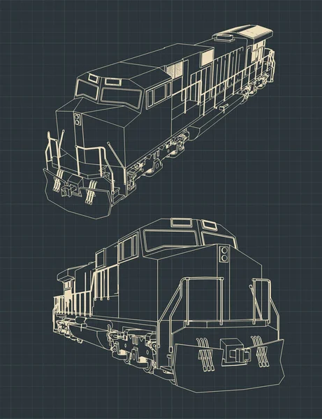 Locomotive blueprint — Stock Vector
