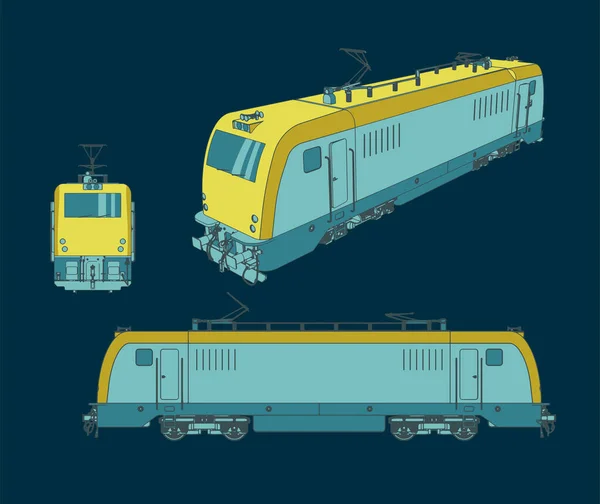 Ilustracja lokomotywy elektrycznej — Wektor stockowy