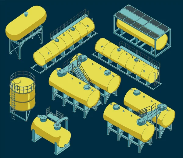 Ensemble de différents réservoirs de stockage — Image vectorielle