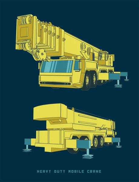 Heavy Duty Mobile Crane в стиле мультфильма — стоковый вектор