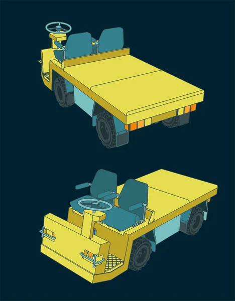 Tracteur de remorquage de bagages à l'aéroport — Image vectorielle