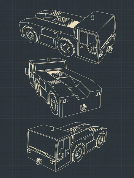 Projet de tracteur de remorquage d'aéroport — Image vectorielle