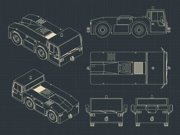 Aéroport tracteur tracteur tracteur dessins — Image vectorielle