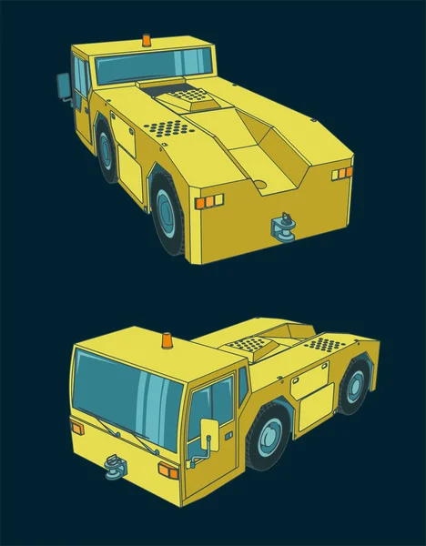 Tracteur de remorquage aéroport — Image vectorielle