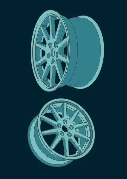 Ilustración de ruedas de aleación de coche — Archivo Imágenes Vectoriales