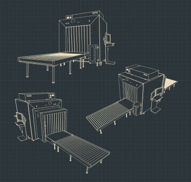 X-ray bagaj tarayıcı çizimlerinin biçimlendirilmiş vektör çizimi