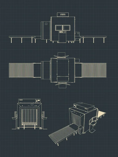 Illustrazione Vettoriale Stilizzata Disegni Scanner Bagagli Raggi — Vettoriale Stock