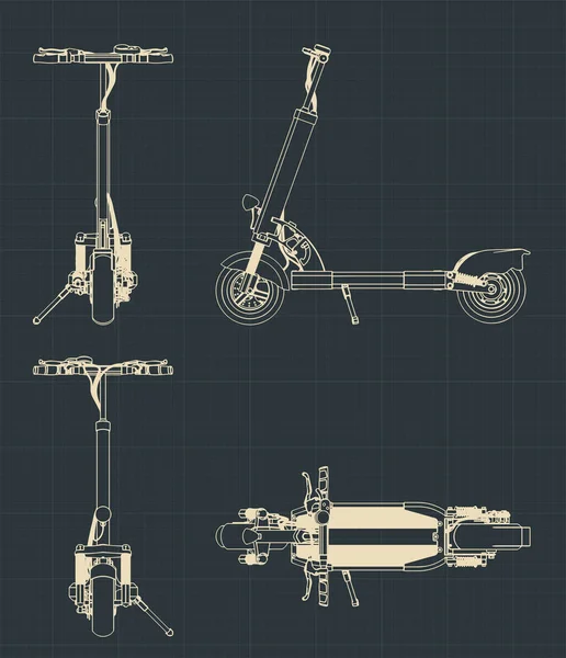 Gestileerde Vector Illustratie Van Tekeningen Van Een Elektrische Scooter — Stockvector