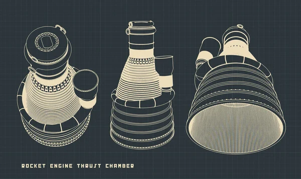 Стилізована Векторна Ілюстрація Креслень Тяги Ракетного Двигуна — стоковий вектор