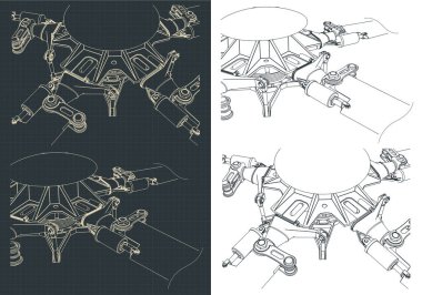 Büyük bir helikopterin ana pervanesinin çiziminin biçimlendirilmiş vektör çizimi
